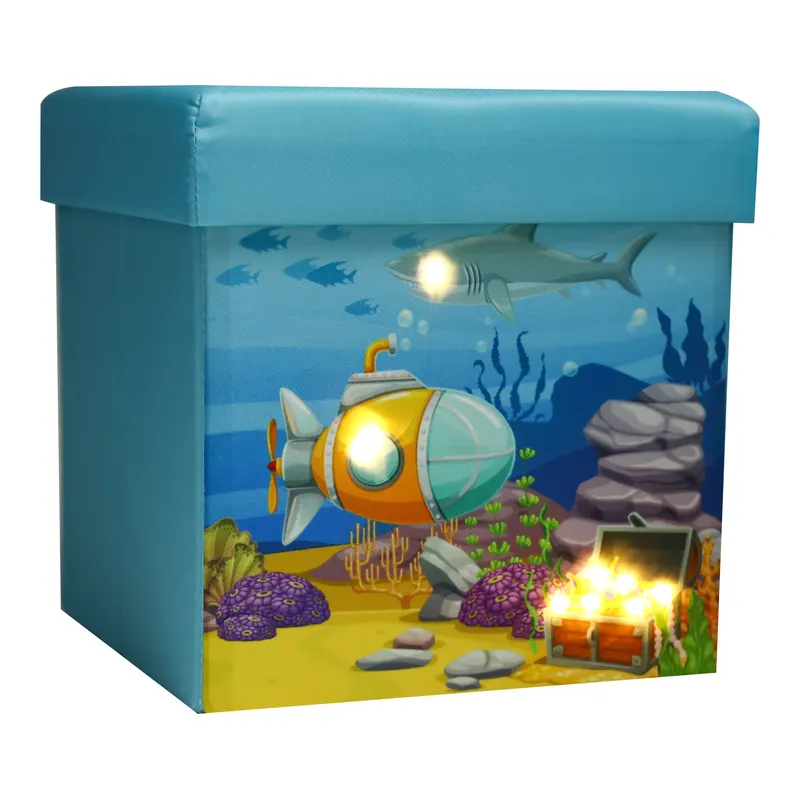 Kids' light-up storage ottoman